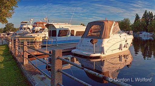 Docked Boats At Sunrise_18197-8.jpg - Photographed at Smiths Falls, Ontario, Canada.